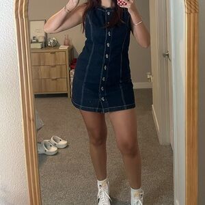 Abercrombie & Fitch Dark Blue Button-Front Denim Mini Dress